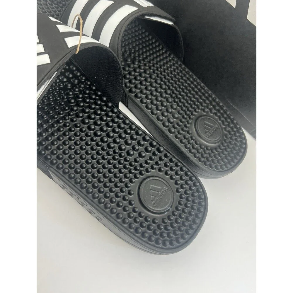 Adidas Adissage Slides Black White Massage Footbed Sandals Mens 11 Womens 12